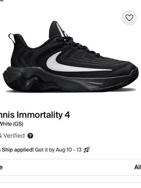 Nike Kids Tennis Immortality 4 Black/White